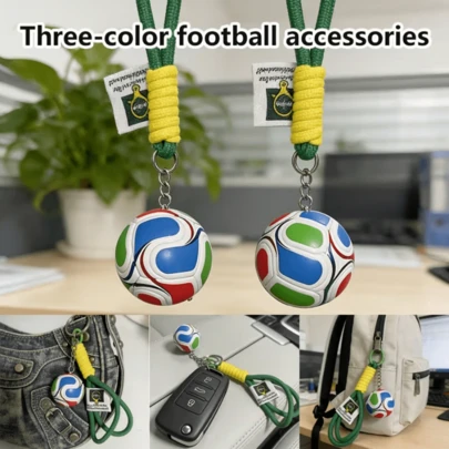 1pc 2026 World Cup Creative Football Keychain, Elegant Football Keychain, Pendant With Lanyard, Bag Charm, Key Chain, Car Charm, Gift Item, Sports Souvenir