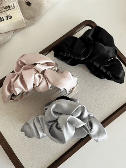 1pc Satin Hair Claw, Elegant Volumized Hairclip, Gorgeous Hair Accessory Summer Beach Claw Clips Vacay Hair Clips