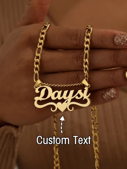 Customized Stainless Steel Double-Layer Necklace, Heart-Shaped English Letter Choker Necklace Pendant, Ideal Gift For Couples, Friends, Family, Mother's Day And Other Occasions. Available In Gold And Silver, Fashionable For Autumn, Adjustable, Simple, Casual, Personalized, Unique Gift For Girlfriend, Mom, Family, Friends, Daughter For Anniversary, Valentine's Day, Mother's Day, Birthday, Graduation, Daily Wear, Wedding, Prom