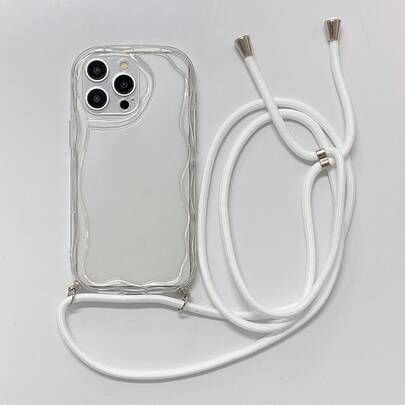 Llavero, Cordón compatible con iPhone 17, 17 Pro, 17 Pro Max, 17 Air, 16, 15, 14, 13, 12, 11 / S26, S25, 24, 23, 22 Ultra, A52, A53, A54, A55, A56, 07, A17 / / , Anti-huellas dactilares, a prueba de golpes, a prueba de caídas Funda protectora para teléfono. Nuevo año Moda Nuevo estilo Correa para el hombro Cuerda de cáñamo Asimétrico Crema Funda protectora para teléfono, Versión internacional, no la versión nacional