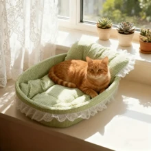 1 chiếc giường sofa cho mèo, ổ nằm thoải mái cho thú cưng mọi mùa, mềm mại, chống vón lông, thiết kế xếp nếp cổ điển, giường công chúa dễ thương, nhiều màu sắc để lựa chọn - Thích hợp cho mèo và chó nhỏ. - Nhiều màu - Xem 4