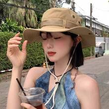 卡其色户外渔夫帽，男女通用，春夏防晒，宽帽檐，适合徒步、钓鱼，牛仔风格 - 多色 - 查看 4