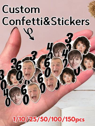 Personalized Face Confetti Decorations, Custom Face Stickers, Custom Photo Cutout With Face And Age, Die-Cut Paper Or Stickers For Birthday Party/Single Party/Wedding/Graduation Gifts, Personalized Face Confetti Decorations, Funny Party Table Decor, Custom Photo Party Supplies, Bachelorette Favors, Bachelorette Confetti, Table Decor Confetti, Bachelorette Party, Art Activities For Children