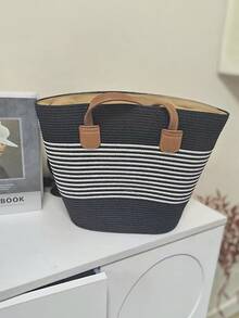 1 Straw Hat + 1 Straw Bag - Black - View 4