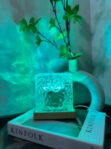 1pc Art Wave Aurora Atmosphere Light, 16 Color Changing, Touch & Remote Control, Create Romantic & Comfortable Ambiance, USB Powered, Suitable For Bedroom Night Light Projection, Indoor Ceiling Decor, Party & Camping Atmosphere Projector - Multicolor - View 1