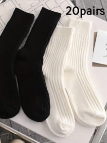 10双装男士黑色经典吸湿透气商务休闲中筒袜，适合日常搭配皮鞋或运动鞋，秋季必备 - 黑色 - 查看 8