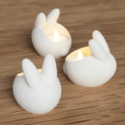 新款可爱复活节兔子茶蜡烛台，树脂工艺品家居装饰小礼物
