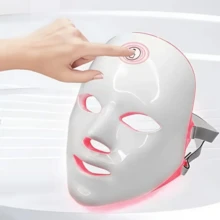Facial Red Light Therapy, LED Facial Mask Light Therapy Device, Adjustable Brightness, 7-Color LED Mask, Wireless And Rechargeable, Red Light Mask, Anti-Aging, Brightening Skin Tone, Skin Rejuvenation. - 彩色 - 查看 1