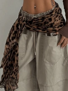 Leopard Print Waist Belt, Jazz Dance Hip Scarf, Versatile Vintage Accessory For Dancing - Multicolor - View 5