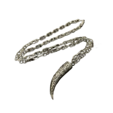 Chrome Hearts Retro Classic Letter Necklace With Viking Carved Wolf Tooth Pendant - Men's Hip Hop Punk Versatile Streetwear Accessory - klx-19068-630608 - 查看 2