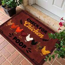 1 Peça Capacho Decorativo de Galo Vermelho Vintage - Capacho de Boas-Vindas Vermelho Vibrante, Adequado para Uso Interno e Externo, Ótimo para Banheiro Doméstico, Fibra de Poliéster Lavável em Máquina, Tapete de Banheiro - Multicolorido - Visão 5