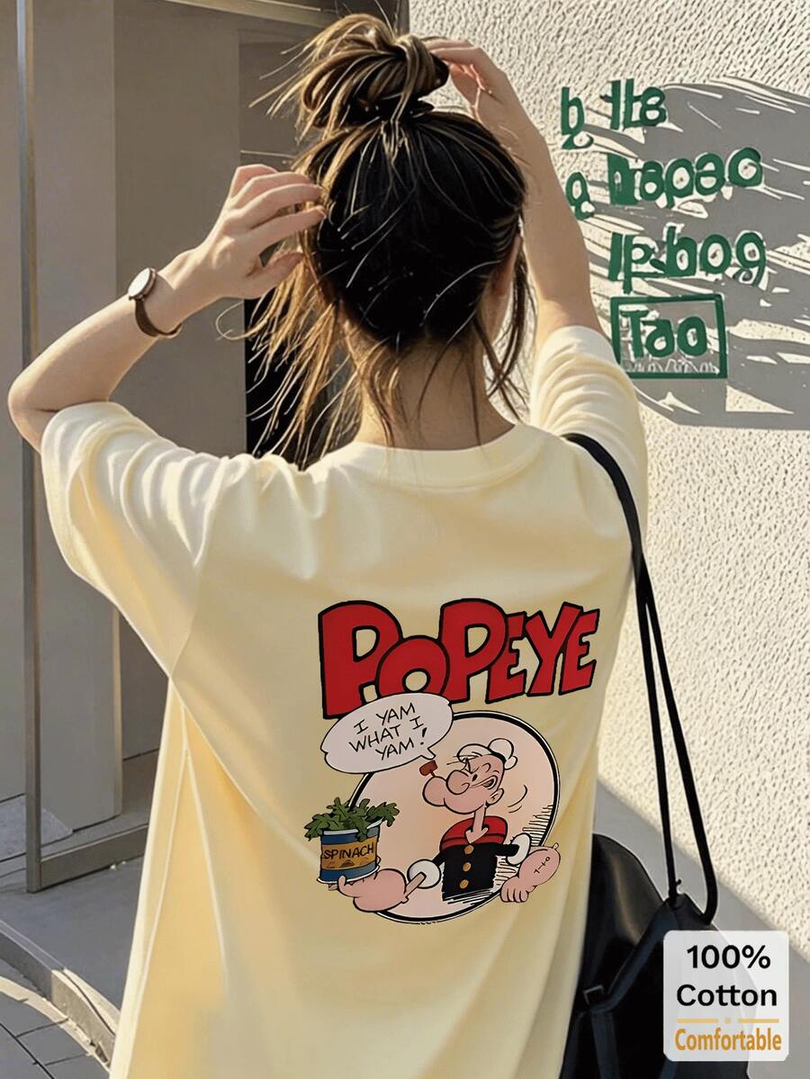 Women's Short Sleeve Midi T-Shirt, Stylish White Casual Undershirt Summer - Apricot - View 1
