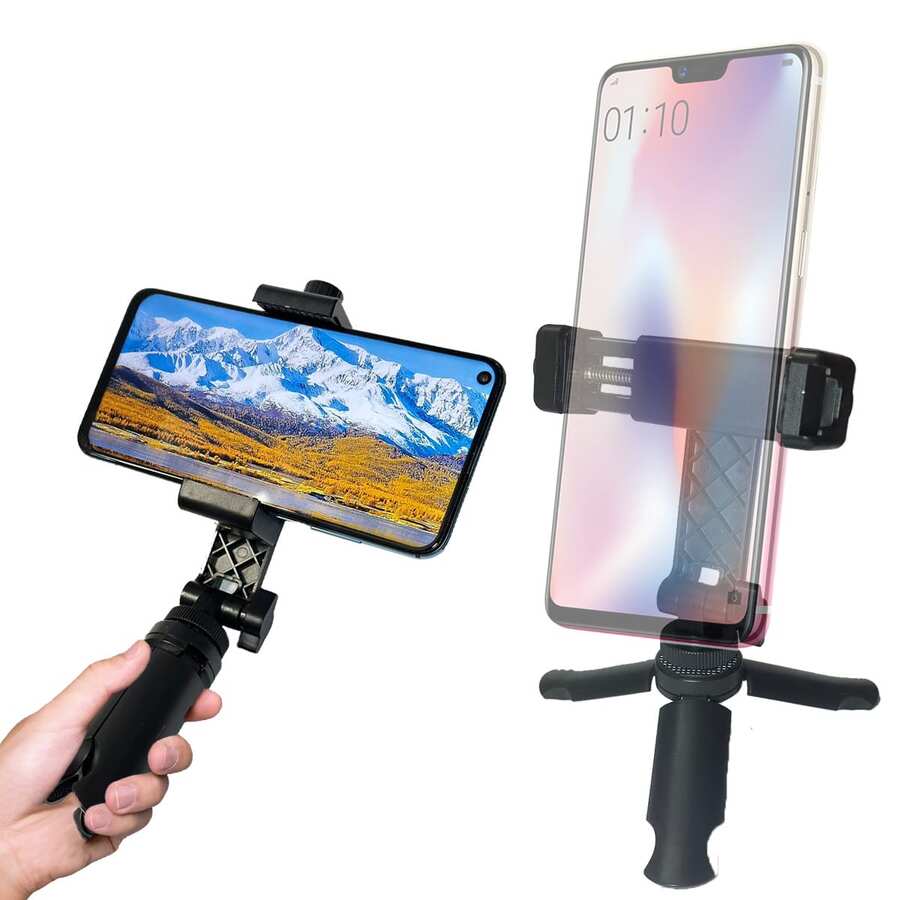 Mini Tripod | Desktop Phone Stand, With 1/4-Inch Screw, Suitable For Compact Cameras, Digital SLR Cameras, Phones, Smooth - View 1