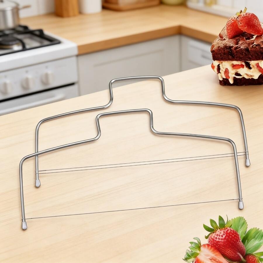 Stainless Steel Cake Slicer And Cutter - Professional 2-Line Cake Cutting Tool For Evenly Layered Cakes, Home Kitchen Baking Tool - View 1