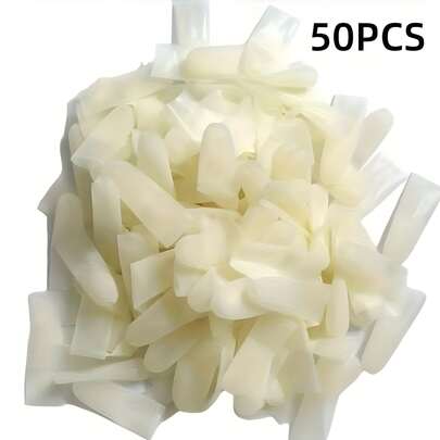 50个透明指套，乳胶一次性防滑防尘防静电指套，适用于美甲和电子产品