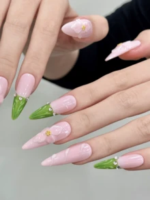 10 miếng dán móng tay thủ công hình nhọn, thích hợp cho tiệc tùng và sử dụng hàng ngày, màu hồng nhạt thanh lịch. Sản phẩm được làm thủ công chất lượng cao, hình nhọn, dễ sử dụng. 10 miếng dán móng tay thủ công phong cách Y2K, thích hợp cho các lễ hội dành cho phái nữ, tiệc tùng, lễ hội âm nhạc, sử dụng hàng ngày, quà tặng Ngày Valentine, Ngày của Mẹ. Móng giả dán. - Hồng - Xem 4