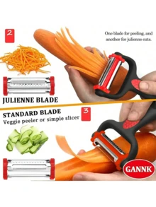1 pieza Pelador de verduras multifunción, diseño de cuchilla giratoria 3 en 1 para cocina, con función de rallado, adecuado para patatas, manzanas y otras verduras. Peladores tipo I y tipo Y, adecuados para frutas, verduras, patatas, zanahorias, pepinos y talla grande. Diseño de cuchilla giratoria 3 en 1, con función de rallado - Multicolor - Ver 5