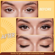 1 Set de Pestañas Postizas Magnéticas con Herramienta Aplicadora, Pestañas Magnéticas Reutilizables de Aspecto Natural, Ligeras Adecuadas para Maquillaje Natural - 1 Estilo - Negro - Ver 4