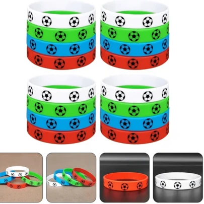 10pcs Soccer Themed Silicone Wristbands, 2026 Global International Soccer Season Motivational Bracelets, Soccer Sports Party, Fan Party Decorations, Gifts, Soccer Celebration, Birthday Party, World Cup Cheering Party Essentials, Show Your Pride For Your Team! (Random Colors)