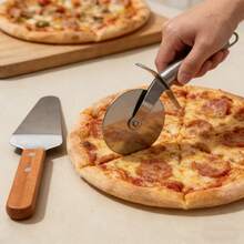 2 piezas Pala para pizza + Cortador de pizza, acero inoxidable con mango de madera, herramientas de horneado, corte y transferencia fáciles. Juego de horneado profesional: Pala para pizza de acero inoxidable + Rueda para pizza, herramientas para pizza para el hogar y comercial. Juego de pala para pizza + cortador de rueda, acero inoxidable, cubre todo el proceso de hacer pizza, sin necesidad de compras adicionales. - Multicolor - Ver 3