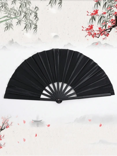1 件装女士手持折叠扇 - 派对折叠扇 - 大号折叠扇 | 尼龙布复古风布扇，中国功夫太极节舞蹈装饰手持扇，圣诞节礼物，最佳生日礼物