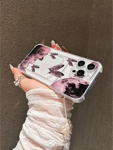 Galaxy Butterfly Pattern Transparent Card Slot Phone Case, TPU Soft Shell With Precise Cutouts, Anti-Fall, Wear-Resistant, Minimalist Printed Protective Cover For IPhone 17/17 Pro/17 Pro Max, 16 XR/7/8, 15 Pro Max, 12 Pro Max, 13 Pro Max, 14 Pro Max, 13, 14, 11, 12, P14, P11, P12, XS, XR, 7/8, P, 7G ES2 - Clear - View 6