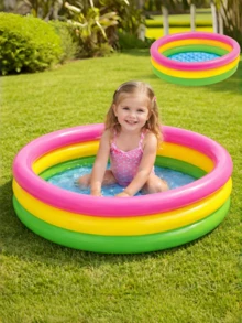 Kiddie Pool Sunset Glow Three Ring Pool,Kid's Summer Sunset Glow Design,Baby Pool,90cm - Multicolor - View 1