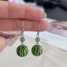 24/48颗迷你绿色亚克力印花西瓜珠，夏季主题仿真水果圆珠，适合制作耳环、项链等 - 綠色 - 查看 5