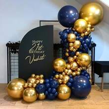 30 piezas de globos azul marino y dorados de 10 pulgadas para decoración de aniversario, boda, Año Nuevo, fiesta de cumpleaños, graduación - Ver 3