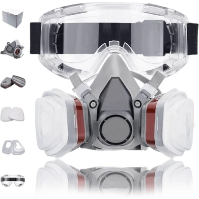 Reusable Half Face Respirator With 12 Filters – Washable Dust Mask For Sanding, Polishing, Painting & Home DIY Projects