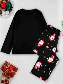 Nueva colección de otoño e invierno de Navidad para hombres, con un suéter con temática de Papá Noel y un conjunto de pantalones largos estampados para uso informal. - Colores mixtos - Ver 9