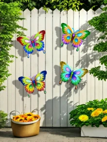 1pc/4pcs Lively Metal Butterfly Decor, Suitable For Garden, Yard, Fence, Outdoor Hanging, Floral Themed Holiday Decoration, Mother's Day Gift - A - View 5
