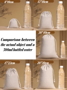 10个装麻布束口袋，礼品袋，适用于节日、派对、婚礼、生日等场合，可装珠宝、化妆品、耳机、充电宝等，也可作家居收纳袋使用，多种尺寸可选 - 白色 - 查看 9