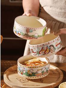 1 chiếc bát sứ hoạt hình dễ thương, thích hợp dùng cho tiệc trà chiều, các món tráng miệng, sữa chua, salad, cháo yến mạch ăn sáng, dùng tại nhà, nhà hàng, quán cà phê, cửa hàng tráng miệng, làm quà tặng, tiệc tùng. - Nhiều màu - Xem 11