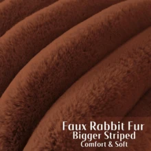 1pc Solid Color Cushion Cover Without Filler, Soft Faux Rabbit Fur Big Striped Cushion Cover, For Living Room Sofa - Brown - View 3
