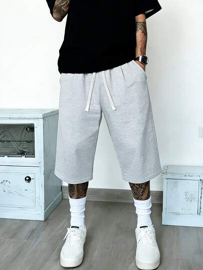 Men's Loose Lightweight Summer Shorts  Streetwear Brand, Athletic Style, Knee-Length/Thigh-Length, Suitable For Wearing Out