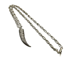 Chrome Hearts Retro Classic Letter Necklace With Viking Carved Wolf Tooth Pendant - Men's Hip Hop Punk Versatile Streetwear Accessory - klx-19068-630608 - 查看 4