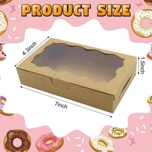 1/10/20 个装 - 带透明窗口的饼干糕点盒，尺寸：7 x 4.3 x 1.5 英寸，牛皮纸和白纸板材质，高档烘焙礼品盒，适用于甜点、婚礼、派对、圣诞节、生日等场合。 - 彩色 - 查看 3