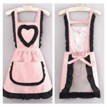 1pc Fashionable Heart-Shaped Apron, Kitchen Cooking Protective Apron - Multicolor - View 1