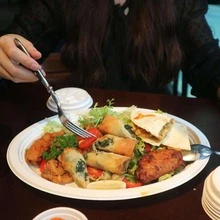 10/50pcs 6/8 Inch Thick Luxury Sugarcane Fiber Paper Plates - Reusable, Leak-Proof, Disposable, Suitable For Celebration Events - Multicolor - View 5