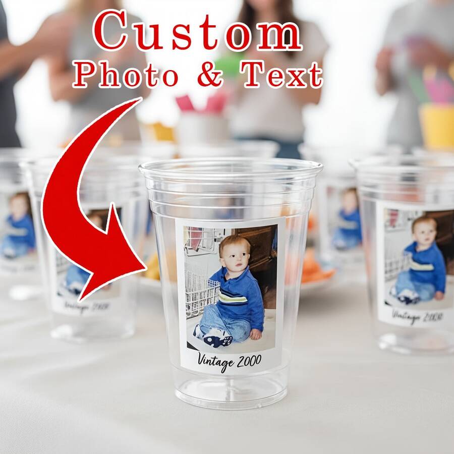 Nhãn dán sinh nhật cá nhân hóa - Có thể tùy chỉnh ảnh và văn bản, nhãn dán tự dính bóng, thích hợp cho cốc, túi quà, album - Thiết kế retro thập niên 2000, chất liệu giấy bền, dễ bóc và dán, hoàn hảo cho các dịp sinh nhật, lễ đính hôn, quà cưới, cầu hôn, quà tặng cặp đôi, quà kỷ niệm.