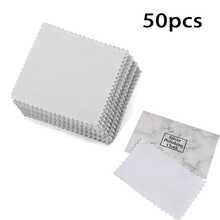 3/24/50片装银灰色珠宝清洁/抛光布，独立包装，抗氧化抛光湿巾（搭配珠宝清洁液效果更佳），适用于戒指、项链、手镯、银器、串珠饰品、珠宝保养，无磨损面料，高品质超细纤维 - 銀色 - 查看 9