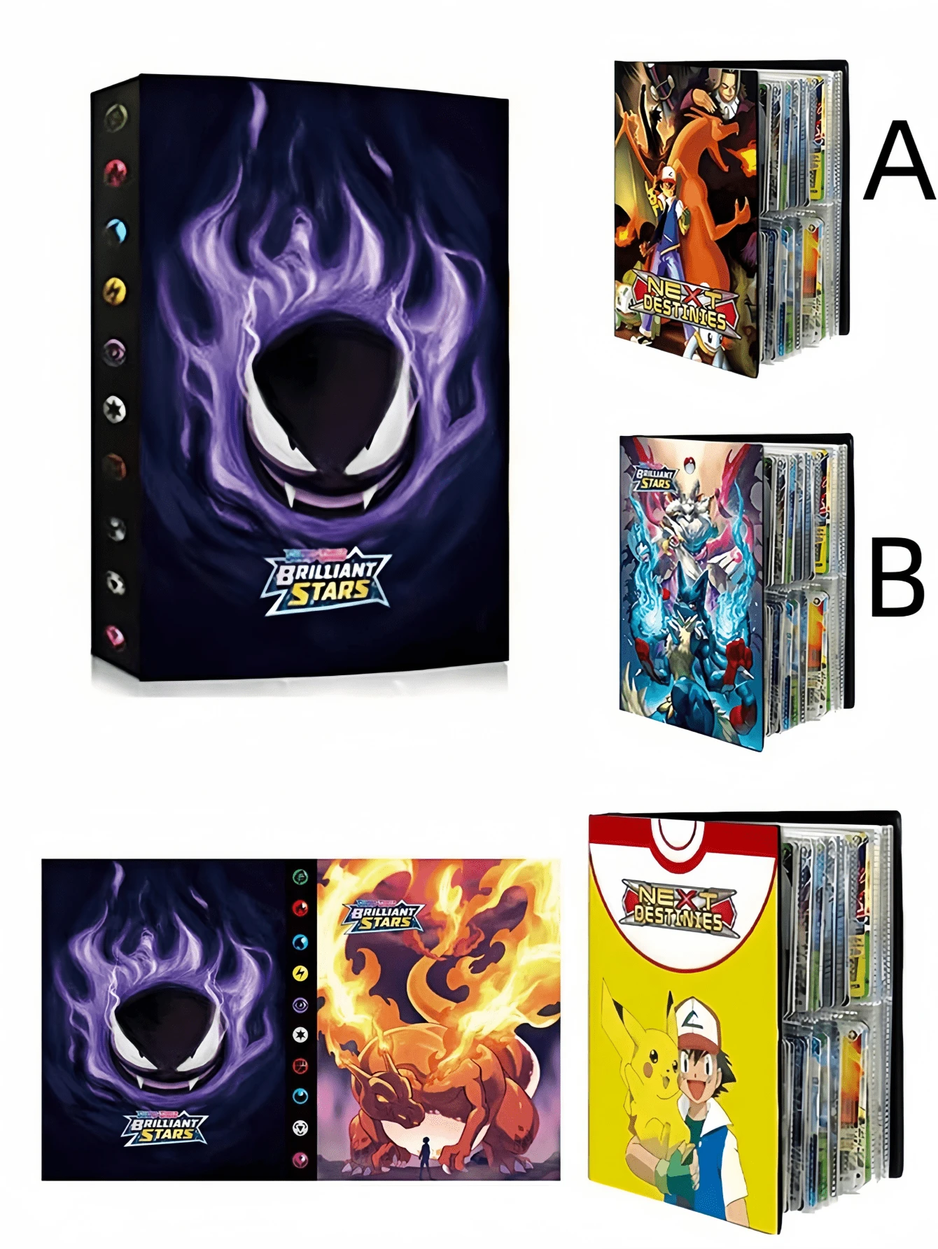 pokemon Álbum de tarjetas, álbum coleccionista de mascotas Pocket Monster que contiene 120 tarjetas (tarjetas no incluidas) - Multicolor - Ver 1