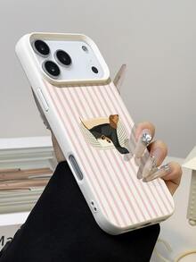 1件极简条纹睡狗图案防水防摔防滑软皮质感手机壳，适合作为生日/节日礼物送给朋友、家人、情侣，适配 - 彩色 - 查看 3