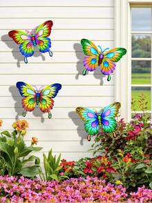 1pc/4pcs Lively Metal Butterfly Decor, Suitable For Garden, Yard, Fence, Outdoor Hanging, Floral Themed Holiday Decoration, Mother's Day Gift - A - View 3