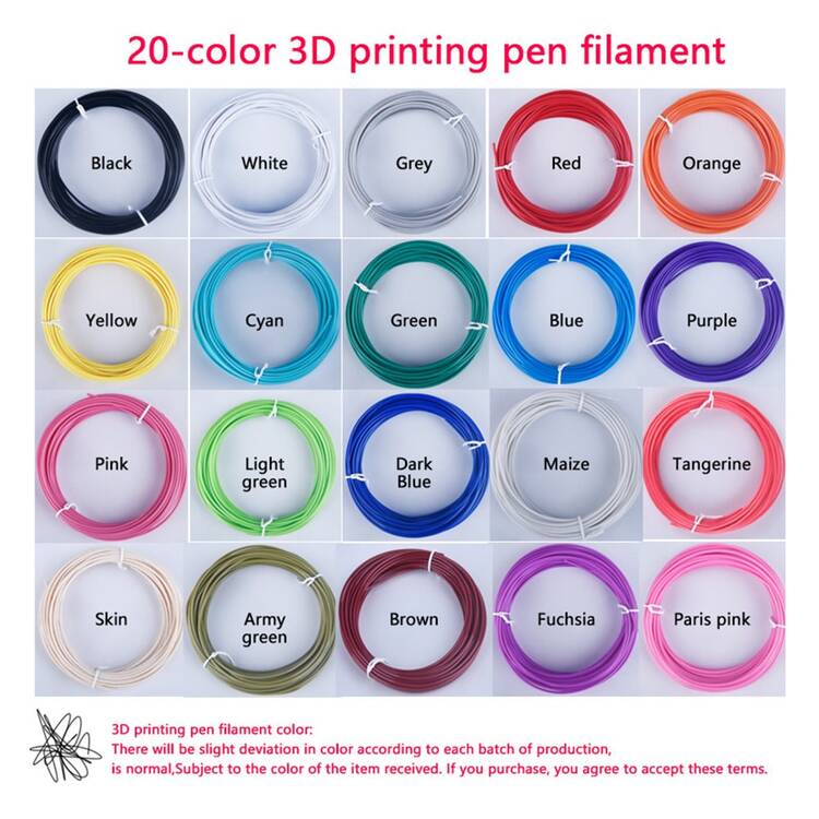 3D打印笔用耗材，多色，PLA材质，1.75mm直径，3米/5米 - 查看 3