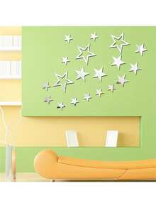 19片装3D亚克力镜面星空天花板贴纸 - 自粘墙贴，适用于卧室、客厅和电视背景墙，贴纸，墙贴，乙烯基贴纸，家居装饰，春季装饰，焕新家居，Rama Decor贴纸，镜面墙，房间装饰，墙镜，浴室装饰，客厅装饰 - 19個星星 - 查看 12