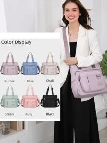Túi xách nữ thanh lịch, tối giản, thời trang - Túi đeo vai và túi xách đa năng, có khóa kéo, nhiều ngăn đựng đồ, dung tích lớn, phù hợp cho đi làm, đi học và mua sắm hàng ngày. - Nhiều màu - Xem 4