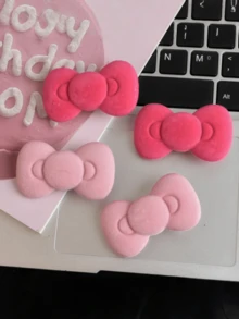 可爱粉色和洋红色蝴蝶结发夹，甜美可爱少女风刘海夹，女士发饰，爪夹 - 彩色 - 查看 3