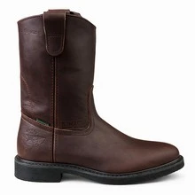 Men High-Top Leather Riding Boots - Brown - View 1